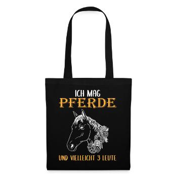 Ich mag Pferde und 3 Leute - Perfektes Geschenk - Stoffbeutel - Schwarz - Vorne