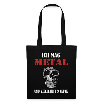 Totenkopf Metal Liebhaber Einsiedler Geschenk - Stoffbeutel - Schwarz - Vorne