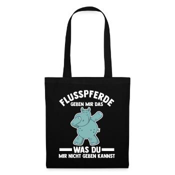 Nilpferd Flusspferd - Stoffbeutel - Schwarz - Vorne