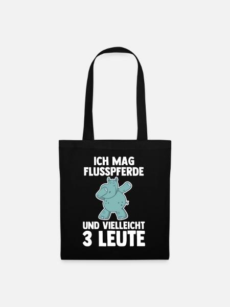 Nilpferd Flusspferd - Stoffbeutel - Schwarz