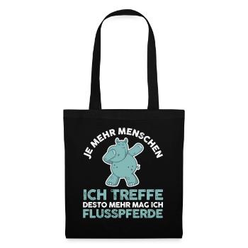 Nilpferd Flusspferd - Stoffbeutel - Schwarz - Vorne