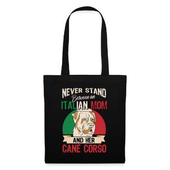 Fille italienne et son cane corso - Sac en tissu - noir - Devant