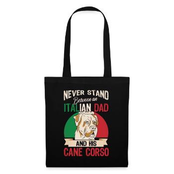 Papa italien et son Cane Corso - Sac en tissu - noir - Devant