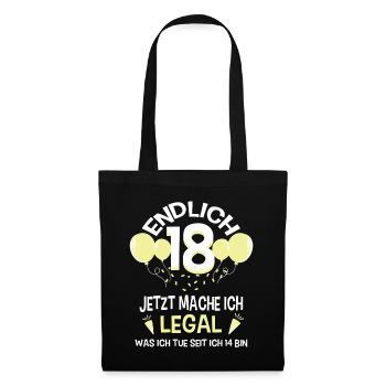 Volljährig 18. Geburtstag - Stoffbeutel - Schwarz - Vorne