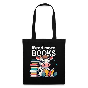 Niedliche Kuh liebt Literatur und liest ein Buch - Stoffbeutel - Schwarz - Vorne