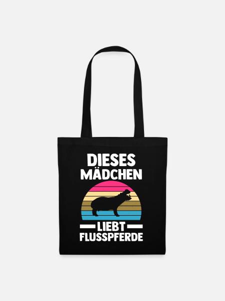 Nilpferd Flusspferd - Stoffbeutel - Schwarz