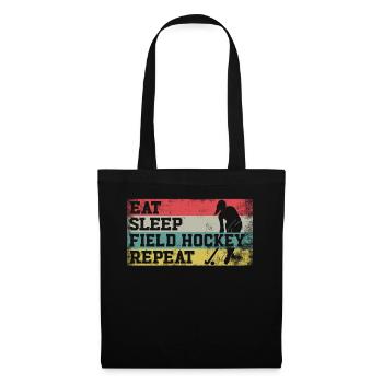 Hockey sur gazon rétro vintage manger - Sac en tissu - noir - Devant