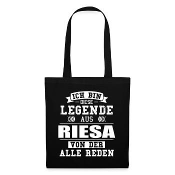 Stadt Riesa Deutschland Legende Spruch - Stoffbeutel - Schwarz - Vorne