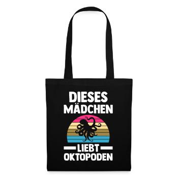 Tintenfisch Oktopus - Stoffbeutel - Schwarz - Vorne