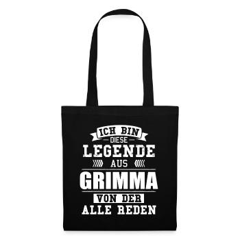 Stadt Grimma Deutschland Legende Spruch - Stoffbeutel - Schwarz - Vorne