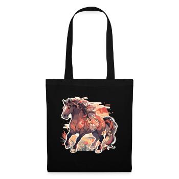 Cheval chevaux jument Folen équitation cavalier cadeau - Sac en tissu - noir - Devant