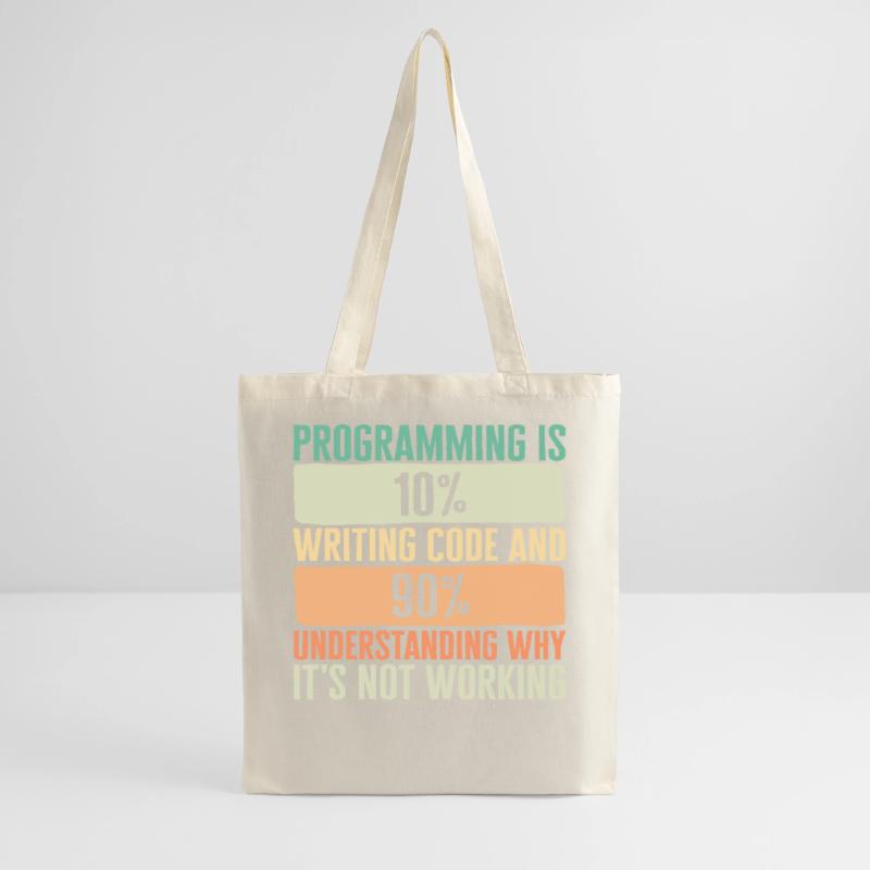 Programmer Shirt, Programming Is 10 Writing Code Tote Bag