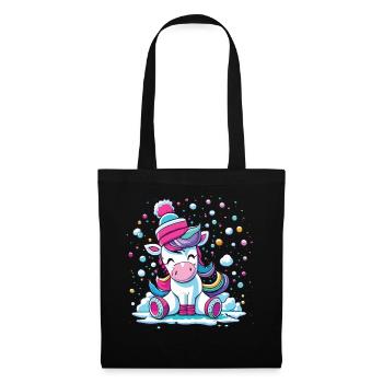 Frosty Unicorn - Magical Christmas in the Snow - Tote Bag - black - Front
