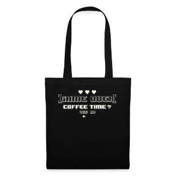 Game Over Coffee Time Funny Gaming Quote - Stoffbeutel - Schwarz - Vorne
