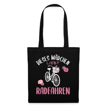 "Dieses Mädchen Liebt Radfahren" Floral - Stoffbeutel - Schwarz - Vorne