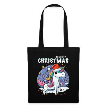 La petite licorne fête Noël sous les étoiles - Sac en tissu - noir - Devant