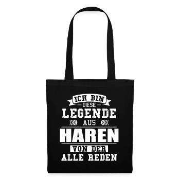 Stadt Haren Deutschland Legende Spruch - Stoffbeutel - Schwarz - Vorne