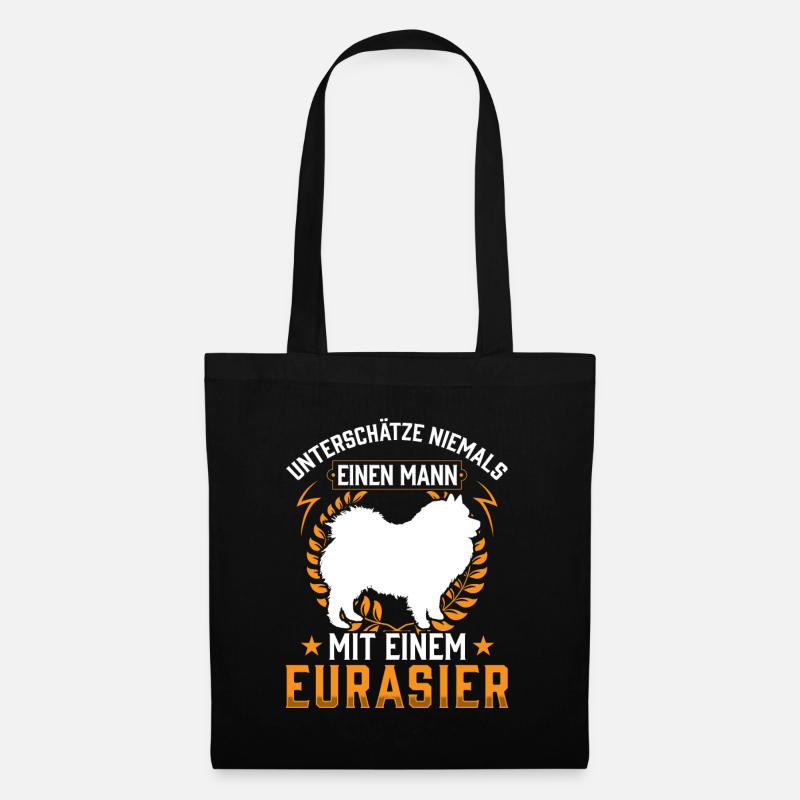 Mann mit Eurasier Eurasian Spitz - Stoffbeutel - Schwarz