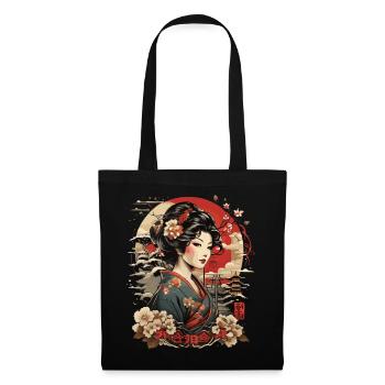Femme dans un paysage de montagne japonais - Sac en tissu - noir - Devant
