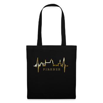 Florence Skyline Italie Heartbeat I Love Firenze - Sac en tissu - noir - Devant