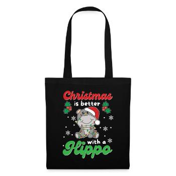 Christmas is better with a hippo - Tote Bag - black - Front