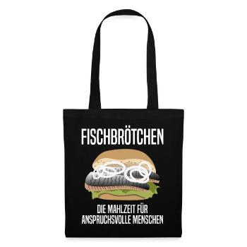 Fischbrötchen für Feinschmecker Geschenk - Stoffbeutel - Schwarz - Vorne