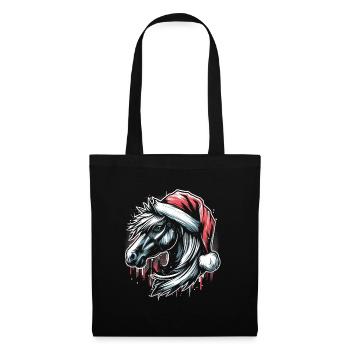 Cheval de Noël tête de cheval Graffiti Style - Sac en tissu - noir - Devant