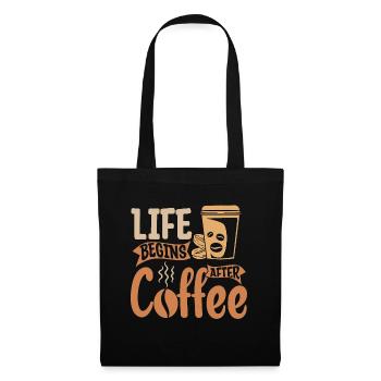 Espresso Life Begins After Coffee Caffeine Latte - Stoffbeutel - Schwarz - Vorne