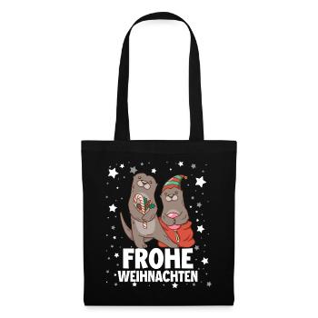 Frohe Weinachten - Stoffbeutel - Schwarz - Vorne