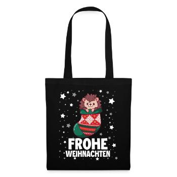 Frohe Weinachten - Stoffbeutel - Schwarz - Vorne