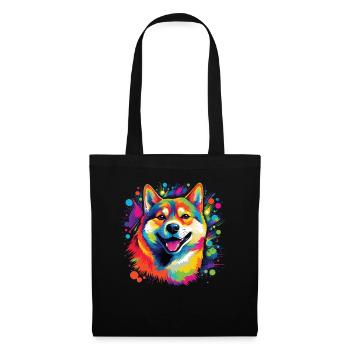 Aquarelle colorée Shiba Inu - Sac en tissu - noir - Devant