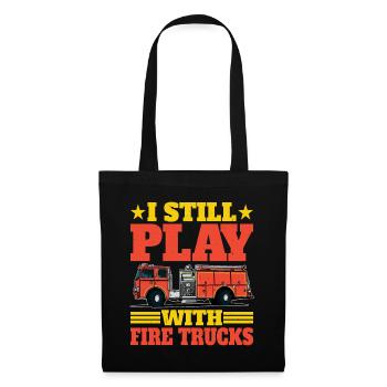 Je joue toujours avec les camions de pompiers 3 - Sac en tissu - noir - Devant