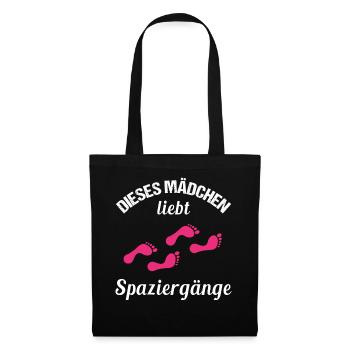 Spaziergang-Liebhaber Mädchenherz Geschenk - Stoffbeutel - Schwarz - Vorne