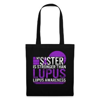 Lupus Awareness Shirt, meine Schwester ist stärker als - Stoffbeutel - Schwarz - Vorne