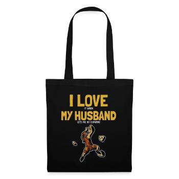 I love my Husband Climbing Bouldern Sportklettern - Stoffbeutel - Schwarz - Vorne