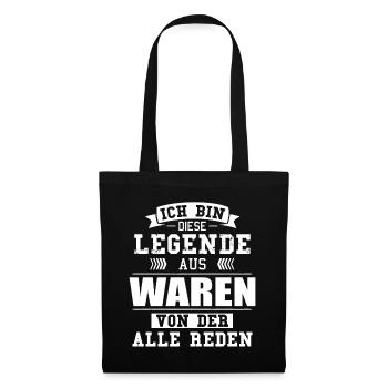 Stadt Waren Deutschland Legende Spruch - Stoffbeutel - Schwarz - Vorne