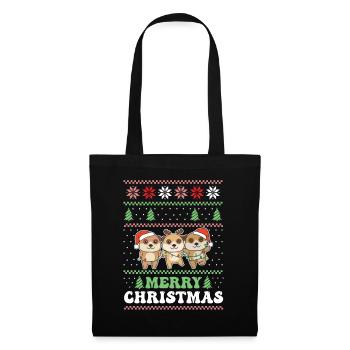 Merry Christmas retro ugly christmas meerkat - Tote Bag - black - Front