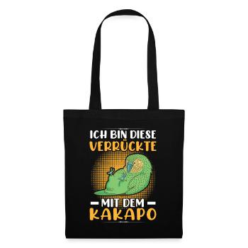 Verrückte mit Kakapo flugunfähiger Papagei - Stoffbeutel - Schwarz - Vorne