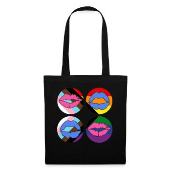 LGBTQ Gay Rainbow Progress Pride Flag Lips - Stoffbeutel - Schwarz - Vorne