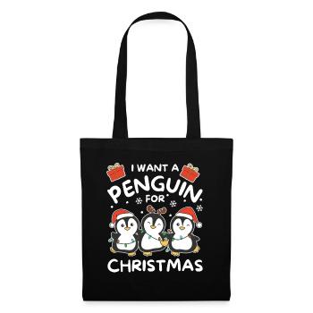 Je veux un pingouin pour Noël pingouins mignons - Sac en tissu - noir - Devant