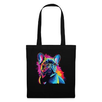 Wasserfarben Farbenfroher French Bulldog - Stoffbeutel - Schwarz - Vorne