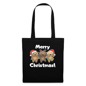 Loutre, Noël, Hiver, Animaux, Loutre - Sac en tissu - noir - Devant