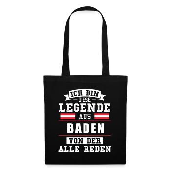 Stadt Baden Österreich Legende Spruch - Stoffbeutel - Schwarz - Vorne