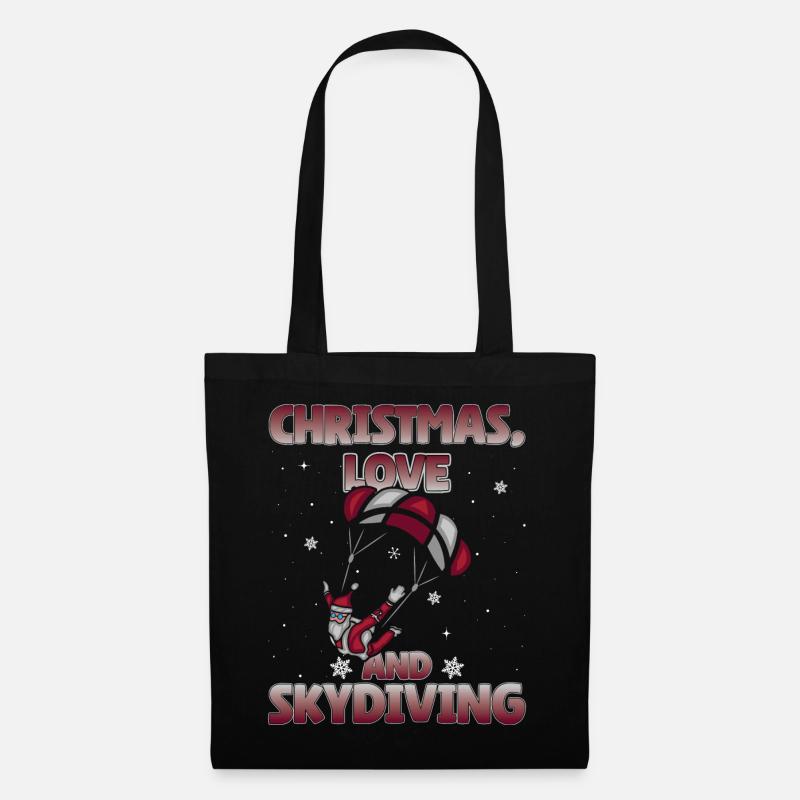 Fallschirm Skydive Weihnachten Liebe und Skydiving - Stoffbeutel - Schwarz