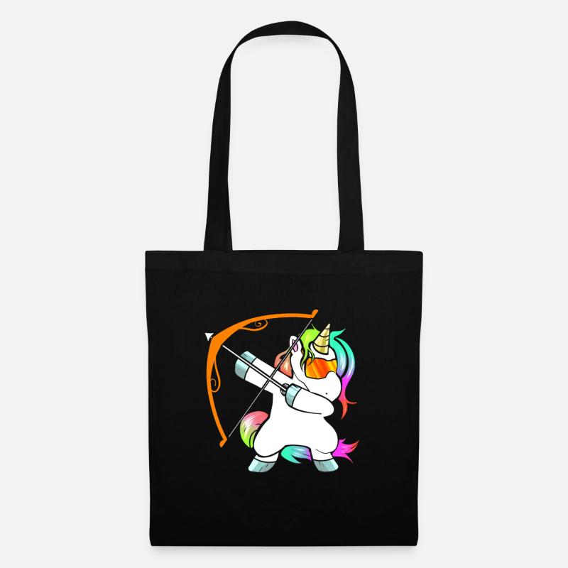 Bogenschießen Einhorn Geschenk für Kinder - Stoffbeutel - Schwarz