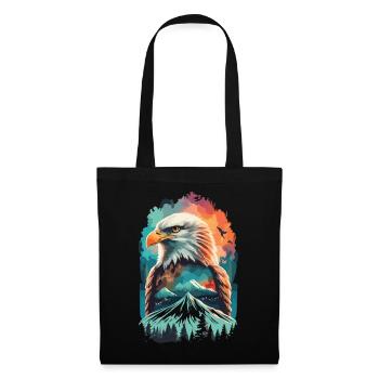 Aigle et paysage de montagne en harmonie - Sac en tissu - noir - Devant