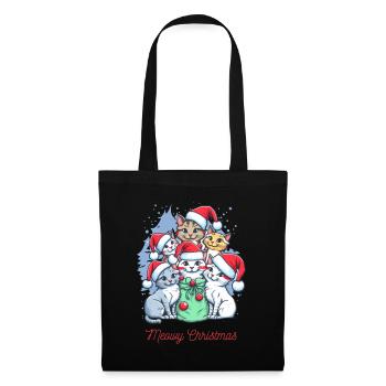 Festive Cat Christmas Crew Design - Tote Bag - black - Front