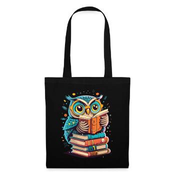 Wise Owl in Reading Paradise: Unique Design - Tote Bag - black - Front