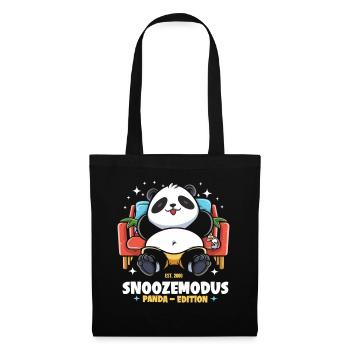 Panda-Faulenzerparadies - Stoffbeutel - Schwarz - Vorne