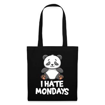 Entzückender "I Hate Mondays" Panda - Stoffbeutel - Schwarz - Vorne